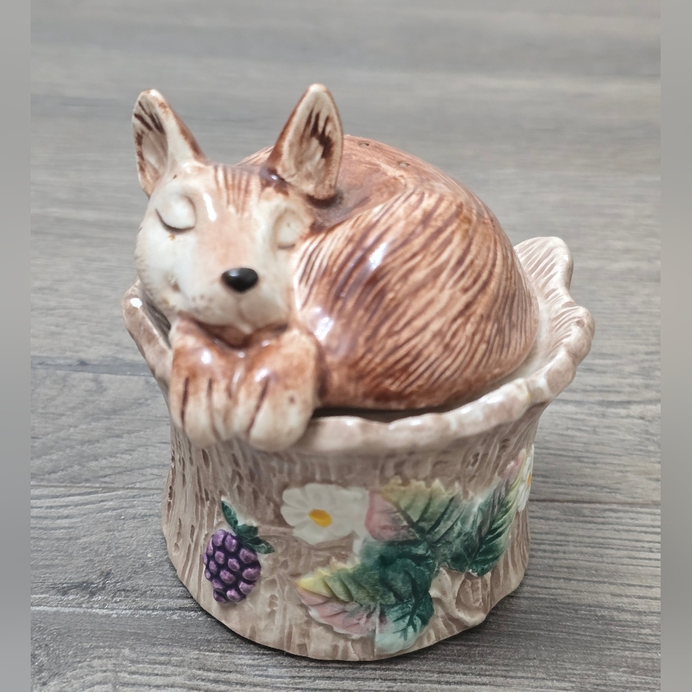 Fitz & Floyd 1991 Tallyho Reynard Fox Salt Stump Ceramic